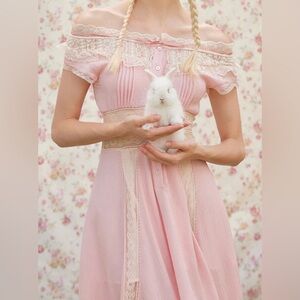 Romantic Pink Lace Kite Dress